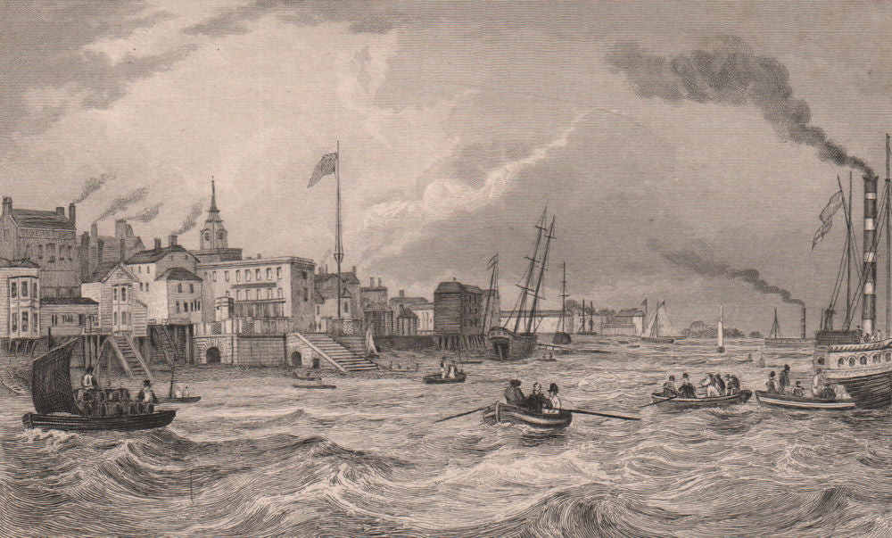 Gravesend. Kent. BAYNES 1829 old antique vintage print picture